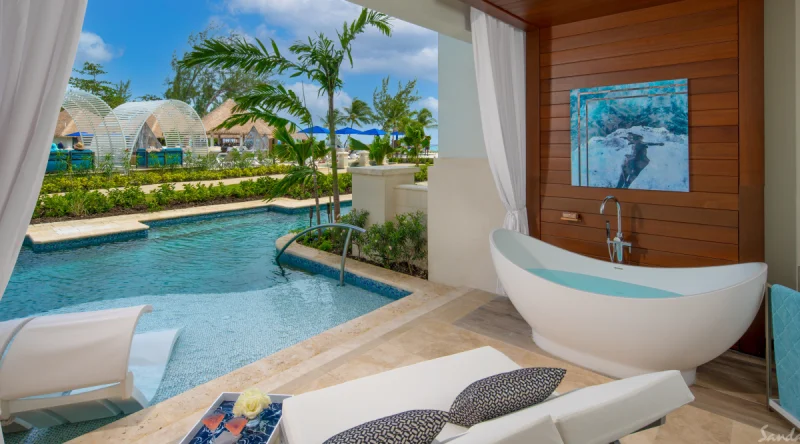 Royal Seaside Crystal Lagoon Swim-up One Bedroom Butler Suite with Patio Tranquility Soaking Tub - Sandals Royal Barbados