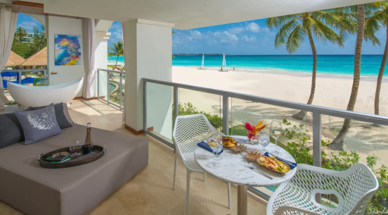 Beachfront One Bedroom Butler Suite with Balcony Tranquility Soaking Tub - Sandals Royal Barbados